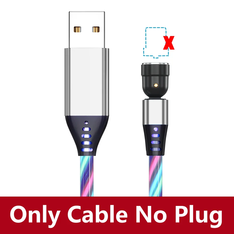 AUFU LED Flowing Light Charging Magnetic USB Cord Glow Type C Cable Magnetic Cable Micro Charger Cable for iPhone Huawei Samsung types of mobile charger Cables