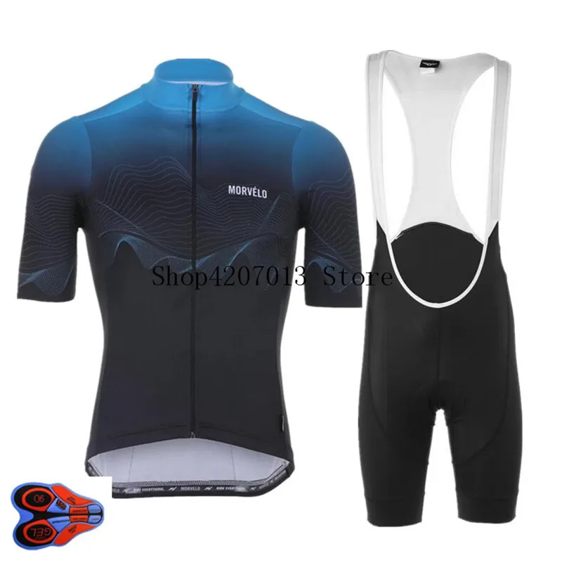 Morvelo Ropa ciclismo летняя одежда с коротким рукавом для велоспорта мужской костюм из Джерси для прогулок верховой езды на велосипеде 9D одежда нагрудник шорты комплект - Цвет: as picture