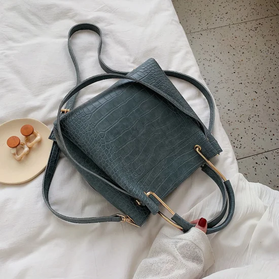 Винтаж Для женщин сумка-мешок Sac A Main женский роскошный камень узор из искусственной кожи через плечо сумка женская через плечо женские сумки из натуральной кожи - Цвет: Синий