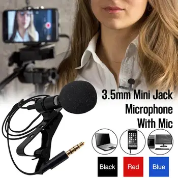 

Portable 3.5mm Mini Jack Microphone Jack Tie Clip Microphones Smart Phone Recording PC Clip-on Lapel For Speaking Singing Speech