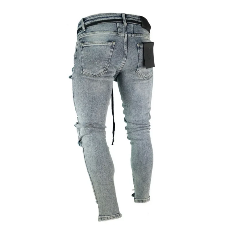 Puimentiua новые хлопковые мужские Рваные джинсы супер облегающие скини джинсовые Винтаж штаны с дырками брюки с рваными краями и потертостями брюки плюс Размеры 4XL
