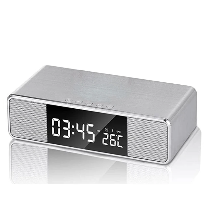 Bluetooth Speaker Wireless Charging Alarm Clock Radio with Dual Alarm 