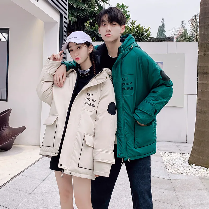 

Couple Clothes 2019 Winter New Style Cotton-padded Clothes Hong Kong Style Korean-style Loose-Fit Students down Coat down Jacket