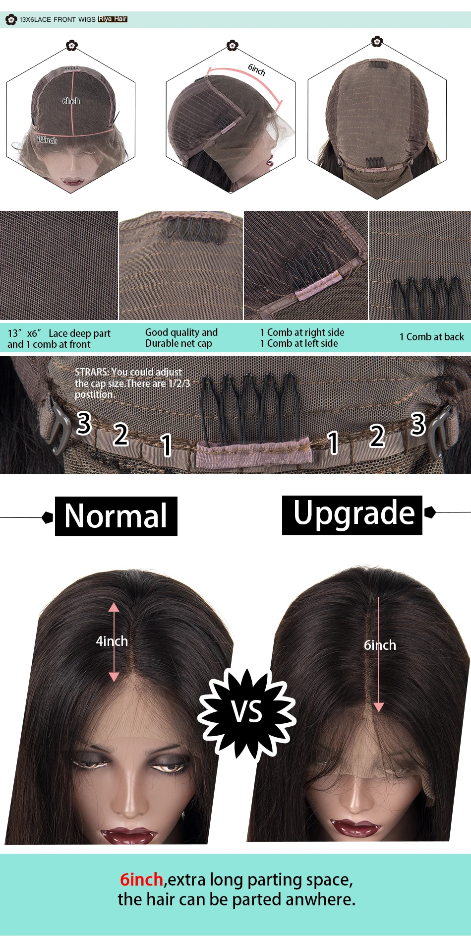 13X6 глубокий Синтетические волосы на кружеве человеческих волос парики для чернокожих Для женщин предварительно вырезанные с детскими волосами H8-24 застежка свободная волна парик бразильский Реми Riya