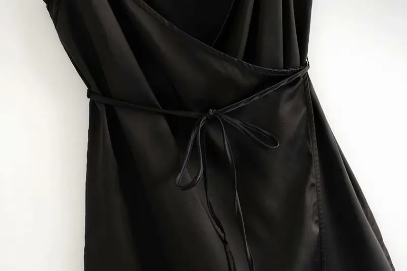 AAZZ38-9423 European and American fashion silk texture double breasted dress