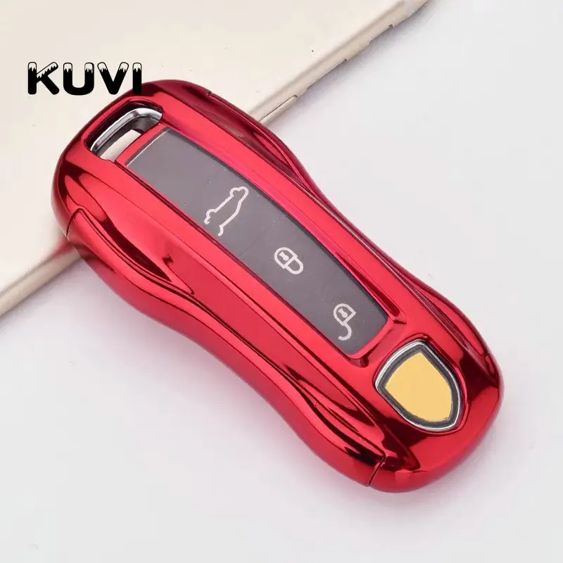 red PC+ TPU чехол для ключа автомобиля чехол для Porsche Cayenne Macan 911 Boxster Cayman Panamera key case Аксессуары для стайлинга автомобилей - Название цвета: red