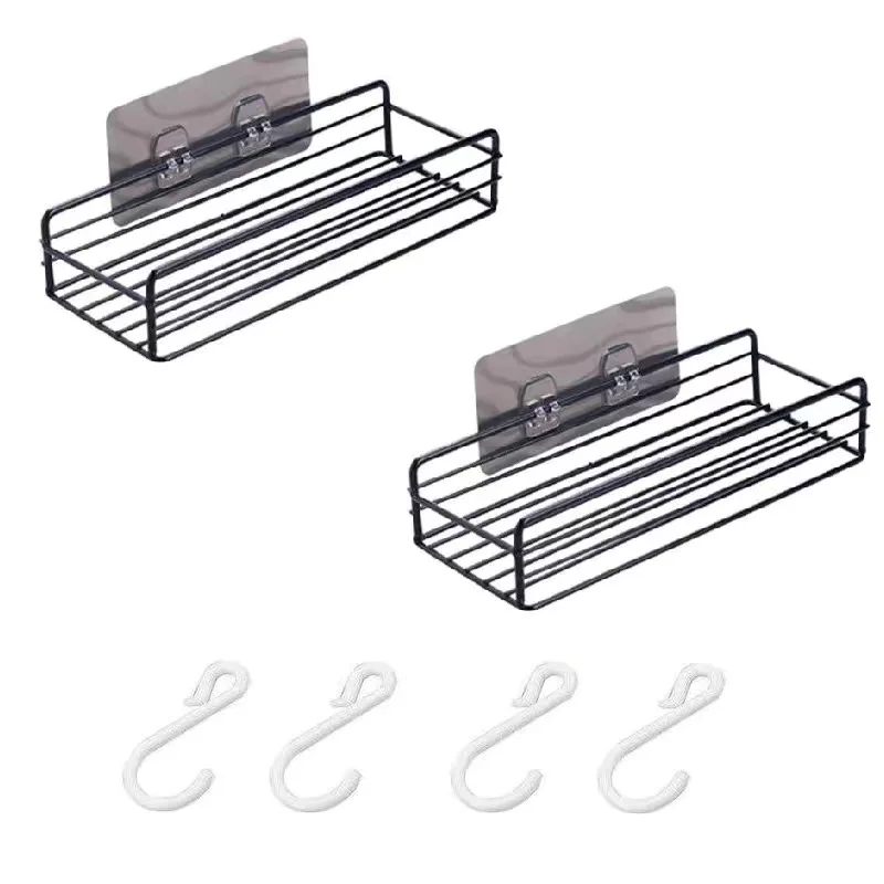 2pcs Bathroom shelf Corner Storage Rack Organizer Shower Wall Shelf Adhesive No Drilling Iron Kitchen Bathroom Shelve Kitchen