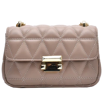 

Premium Sense Bag 2020 New Youth Chain Shoulder Bag Rhombic Embroidery Thread Crossbody All-match Small Square Polyester Bag