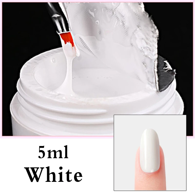 5ml White 15 мл розовый, белый, прозрачный УФ-гель для ногтей 3 цвета французский Быстросохнущий гель-желе для наращивания ногтей - Цвет: 5ml White