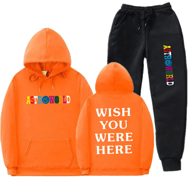 Трэвисс Скотт ASTROWORLD WISH YOU WAS HERE толстовки модные буквы ASTROWORLD Толстовка уличная Мужская Женская Толстовка костюм с капюшоном - Цвет: orange MK68