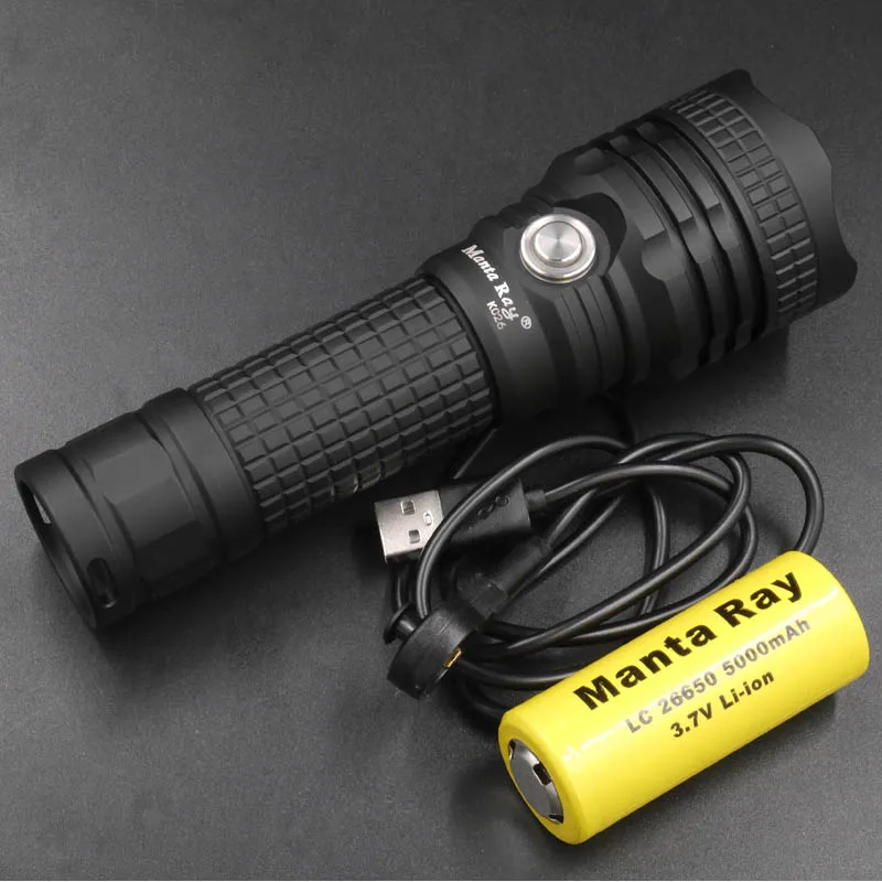 Самозащита Manta Ray KC26 XM-L2 u3 led 18650 26650 перезаряжаемый фонарик Фонарь Лампа для кемпинга