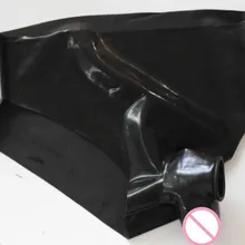 Форма Черный латекс мужские сексуальные шорты короткие с мячом петух Связывание пенис половина покрытия