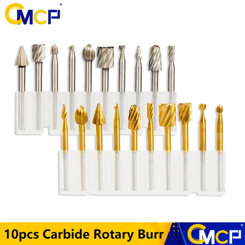 CMCP Routing Router Bits 10PCS Burr Rotary Tools HSS Engraving Bit Suit Dremel & Rotary Tool Engraving Wood Working