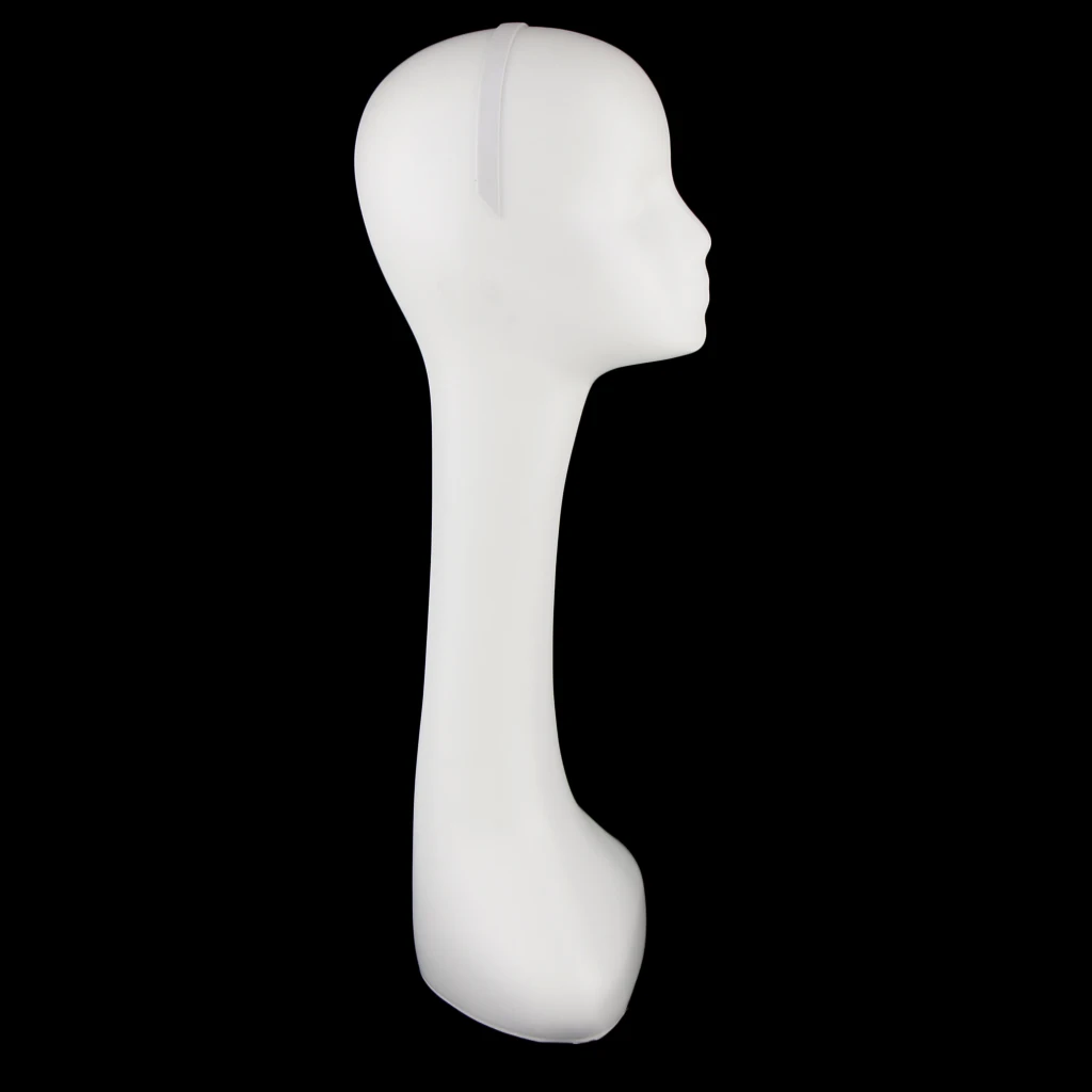 2 Pieces Long Neck Female Mannequin Heads Black White 20-22 inch Tall