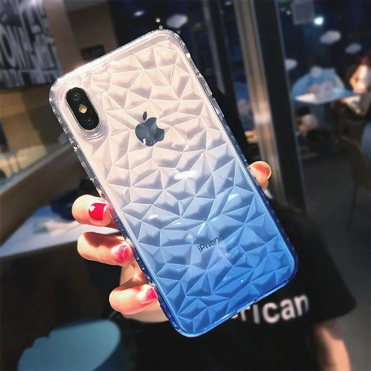 case for iphone 8 7 6 plus Gradient diamond Transparent Soft TPU Case For iPhone xs xr max 6s Anti knoc Silicone Cover |