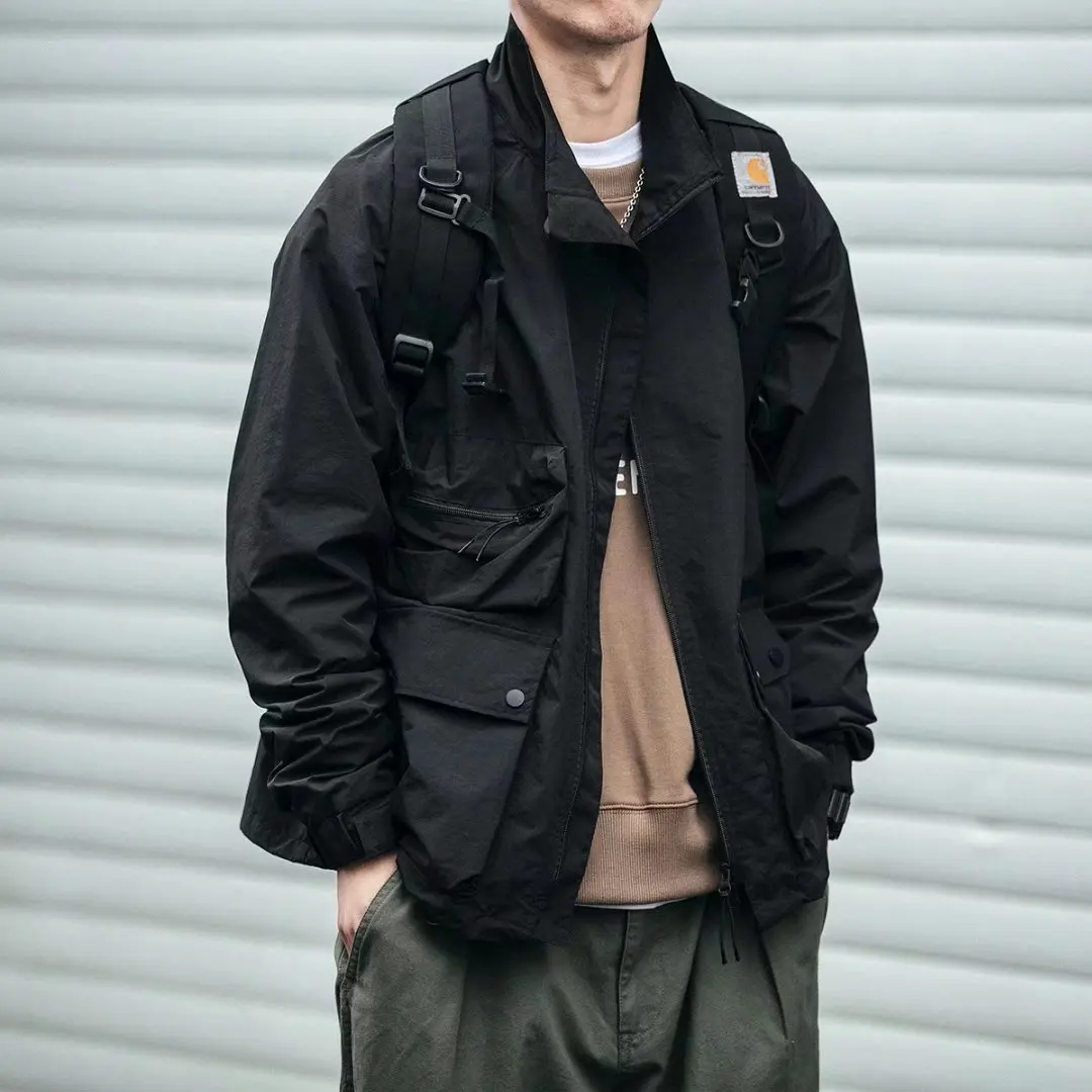 2023 Mens Jackets And Coats Streetwear Bomber Jacket Multi Pockets Men Windbreaker Fashions Hooded Clothes Male Jacket For Men