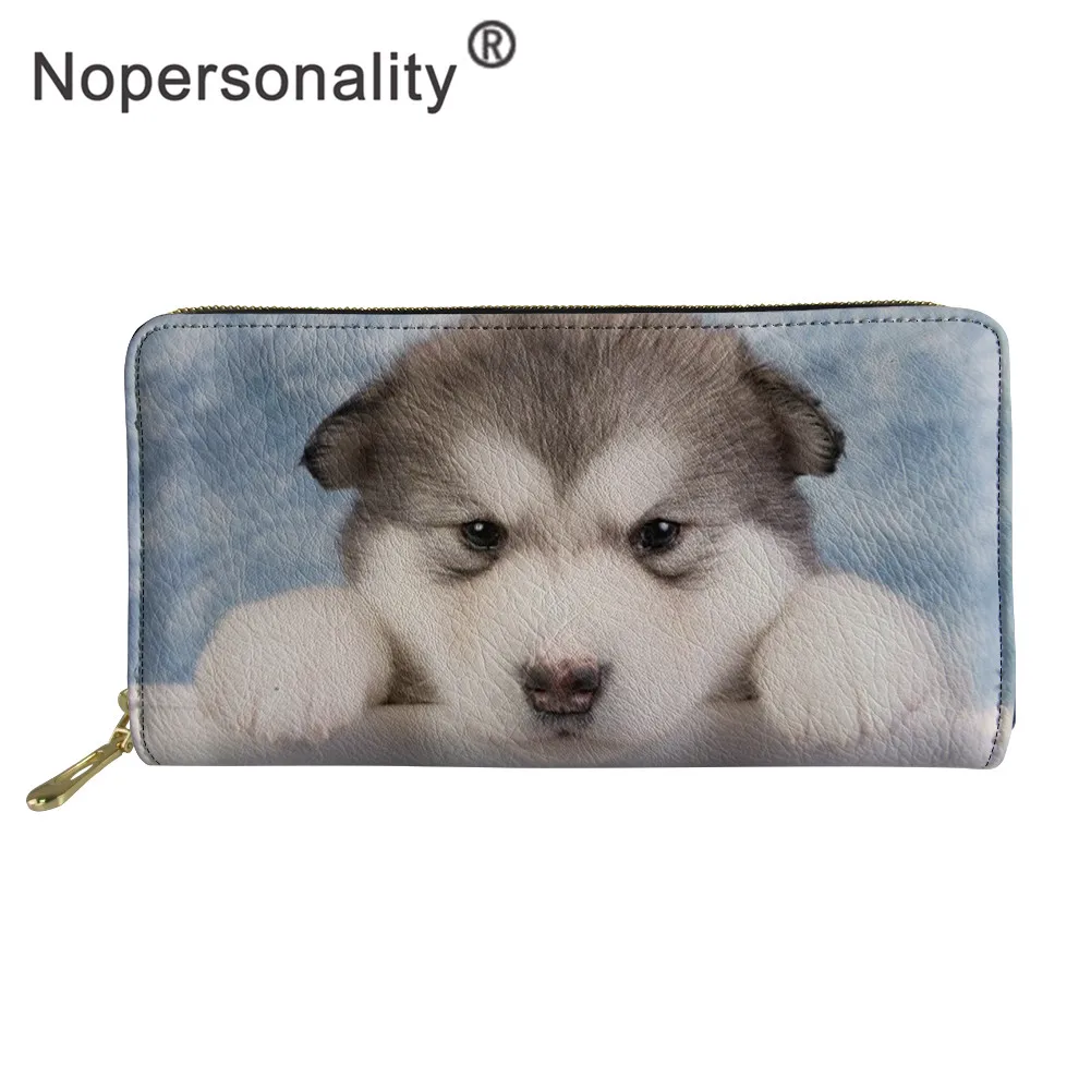 Nopersonality женский кожаный кошелек на молнии с принтом Alaskan Malamute, Дамский модный держатель для карт, женский длинный клатч - Цвет: L5232Z21