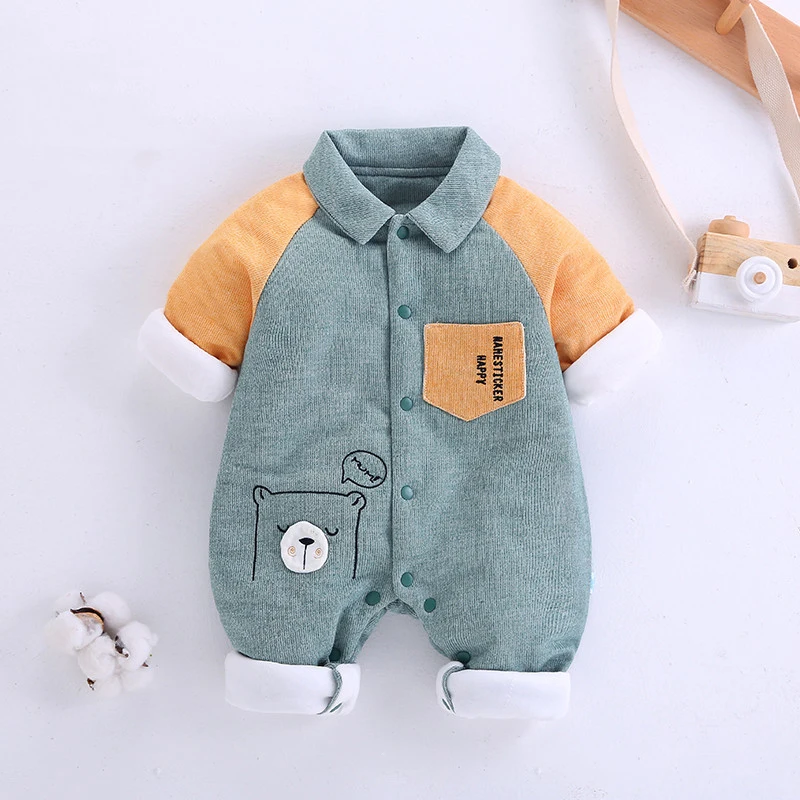 Детские комбинезоны; комбинезон с длинными рукавами; Bebe; Одежда для младенцев; плотная теплая осенне-зимняя одежда для новорожденных; комбинезон для девочек