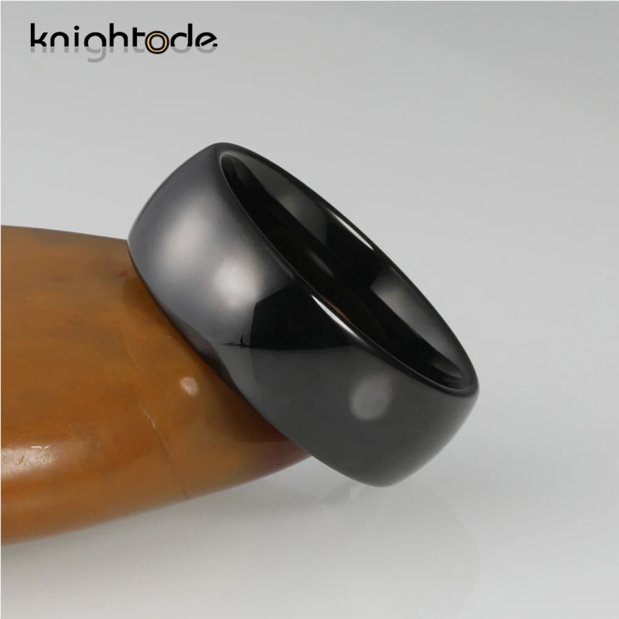 8mm Men Black Tungsten Carbide Engagement Rings 6mm Women Fashion Wedding Band Jewelry Gift Dome Polished Shiny Comfort Fit 2