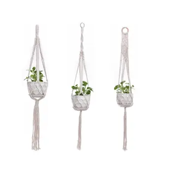 

3pcs/set Macrame Plant Hanger Hanging Basket Flowerpot Holder Lifting Rope Home X4YD