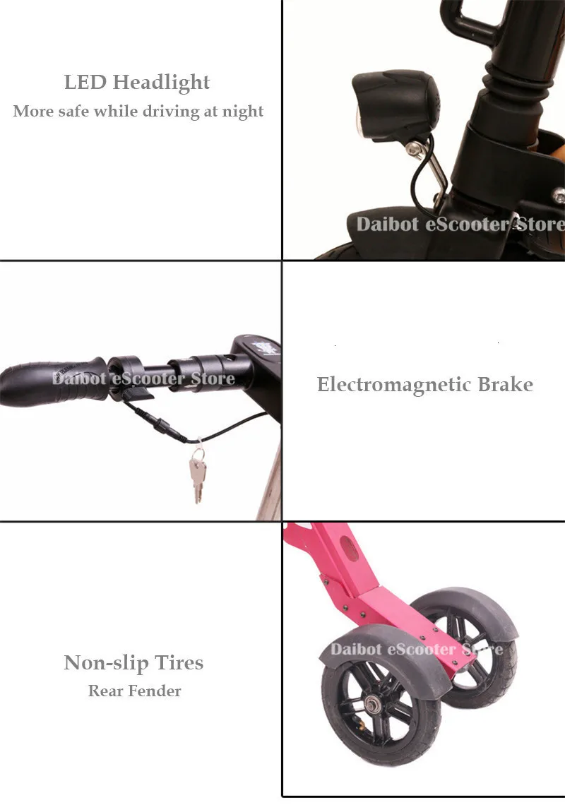 Daibot 3 Wheel Electric Scooter Mini Electric Bicycles 10 Inch 350W 36V Quick Foldable Portable Electric Bikes Adults Women (29)