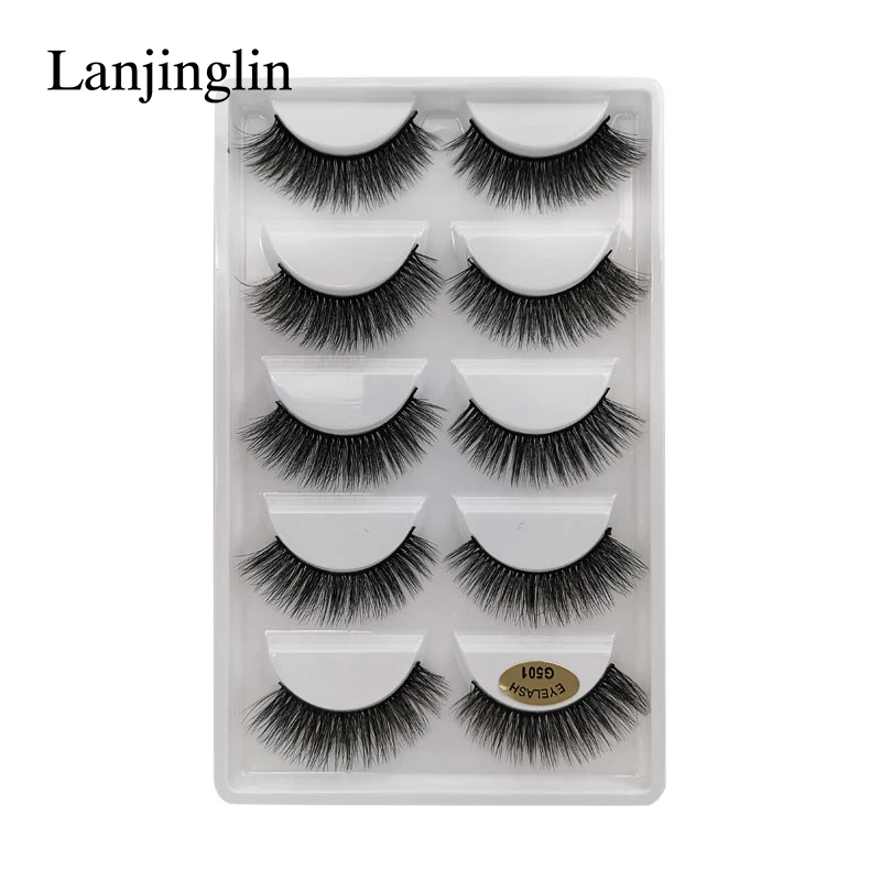 Lanjinglin, 10 коробок,, натуральные накладные ресницы, полные ресницы, искусственные 3d норковые ресницы для наращивания, макияж, Мягкие Накладные ресницы - Color: 10 boxes G501