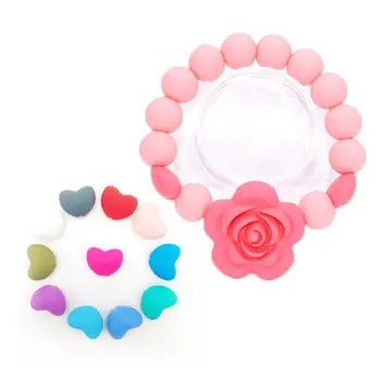 

30Pcs/Lot New Silicone Beads Heart-Shaped Round Beads Molars Chewing Loose BPA Free For Baby Silicone Teething Safe Toys DIY