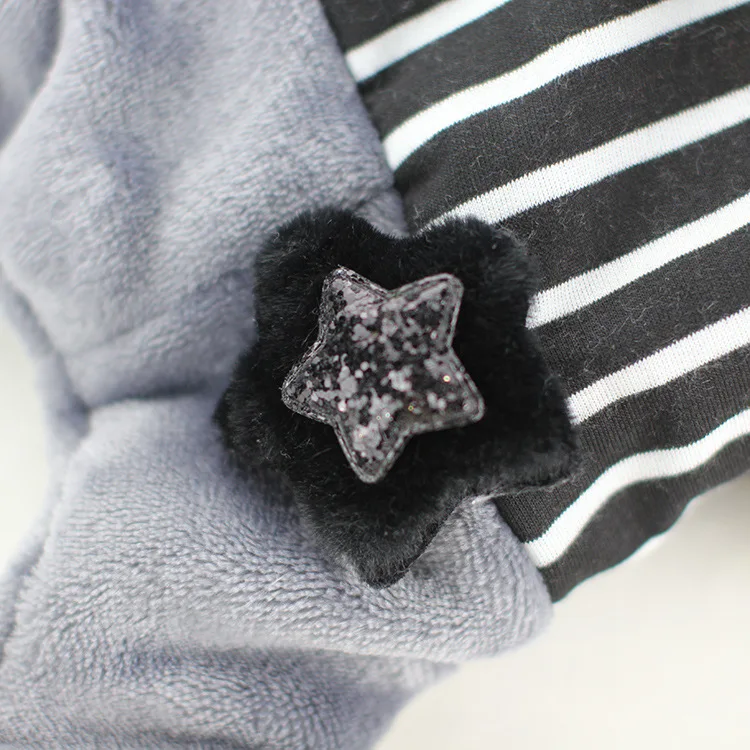Новейший черный серый цвета Размеры Xs-xl Теплые Четыре Ноги Одежда для собак полосатый дизайн супер теплая одежда для домашних животных комбинезоны для собак
