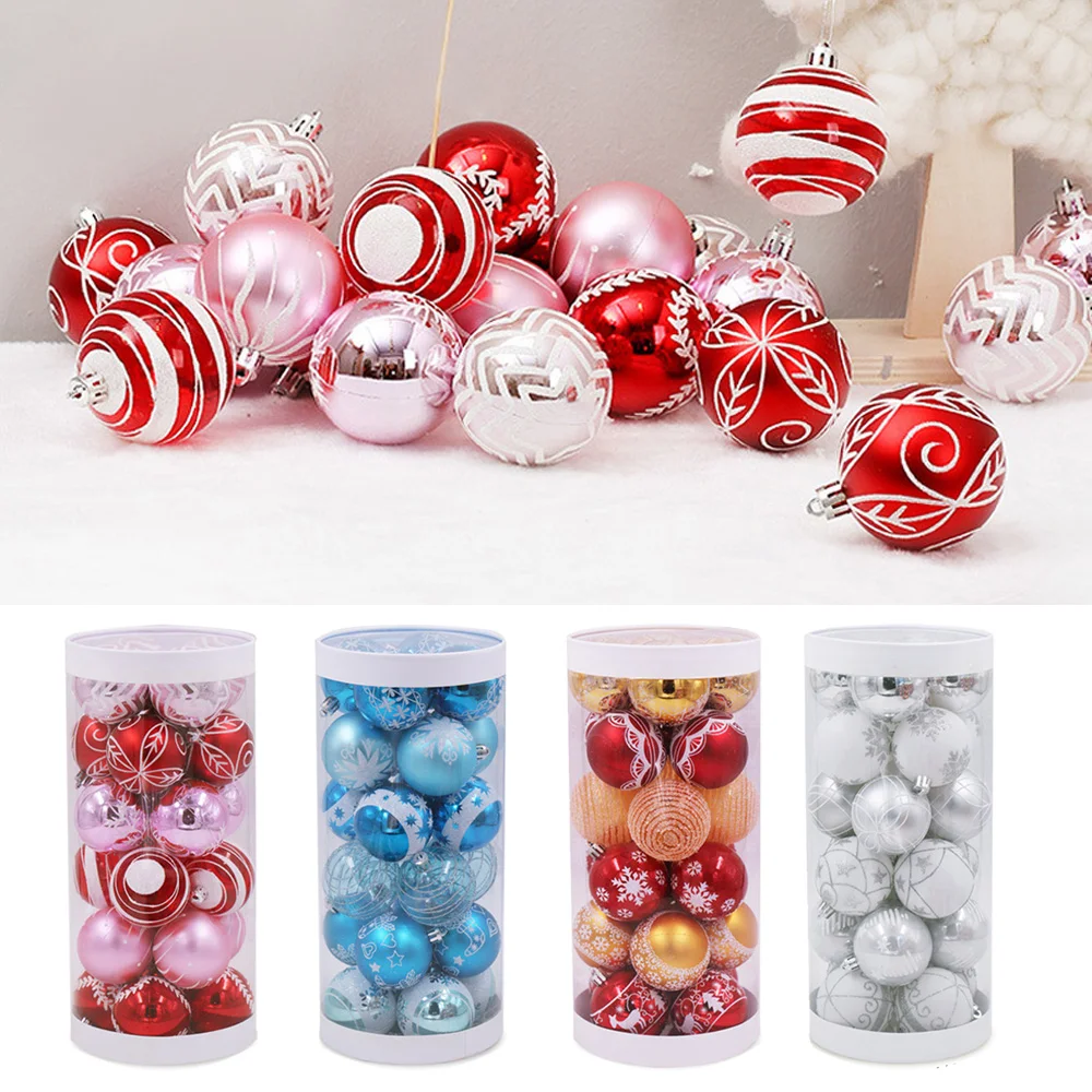 

24Pcs/Set 6cm Christmas Xmas Tree Ball Bauble Hanging Hangers Merry Christmas Christmas Pendant Decorations Ornaments