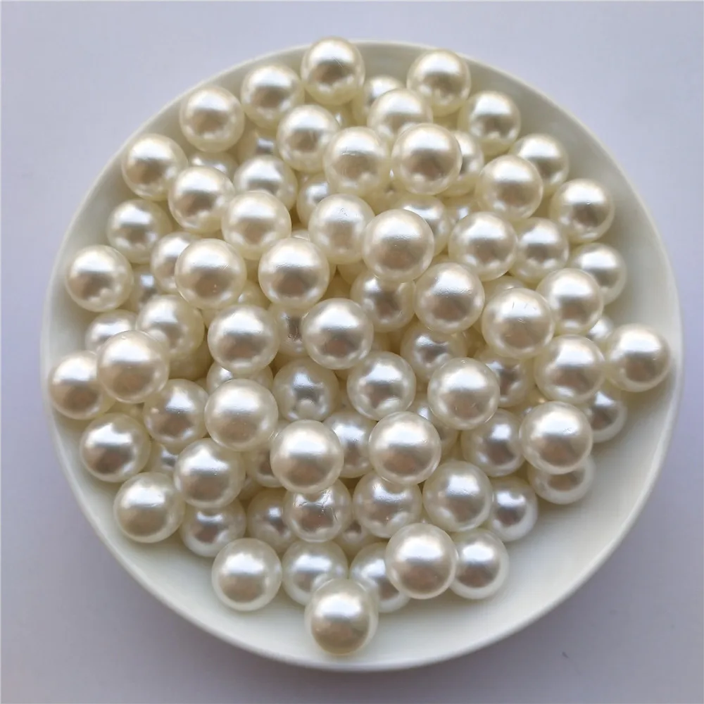 2-22mm No Hole Ivory Round Acrylic ABS Imitation Pearl Bead Charm Loose Beads for Jewelry Making Craft Necklace Earring Headwear
