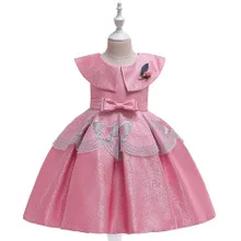 Европейский и американский стиль, вышитое бисером платье для девочек, атласная саржевая ткань, смокинг принцессы, детский Банкетный
