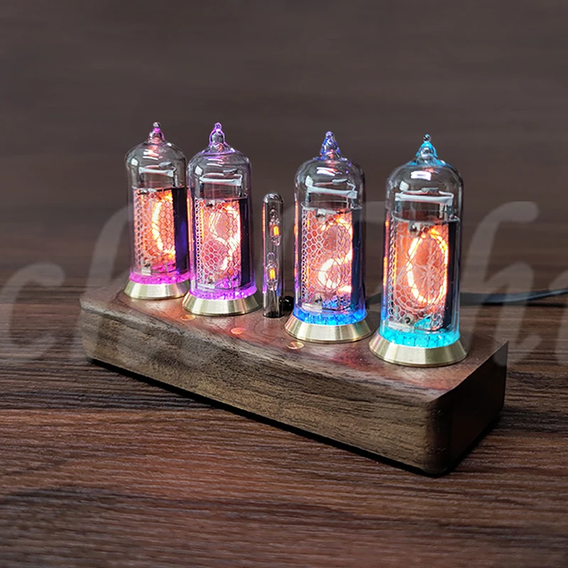 Glow tube bluetooth clock former Soviet Union IN14 glow tube clock digital solid wood desk alarm gift plug-in