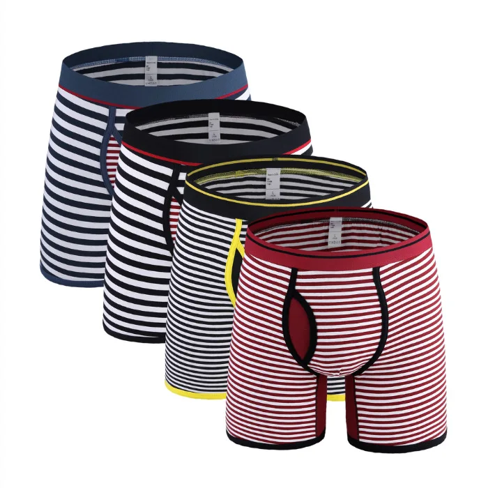4Pcs 0710 Mix A41 4 шт./партия, высококачественные мужские трусы, мужское нижнее белье из хлопка, большие размеры, для мужчин, модные сексуальные мужские длинные трусы-боксеры - Цвет: 4Pcs 0710 Mix A41