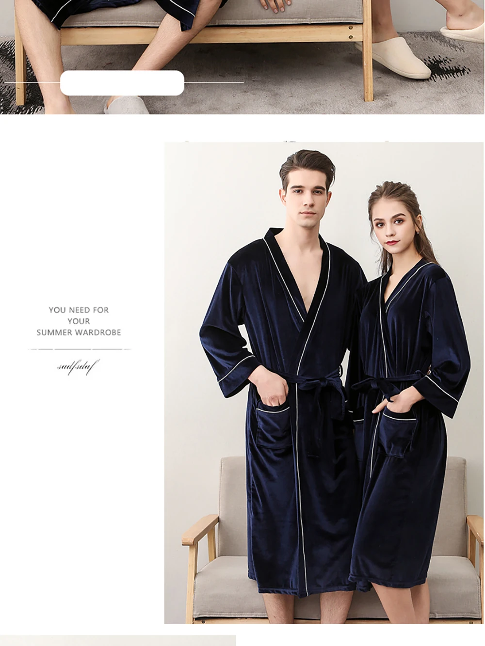 Summer Soft Golden Velvet Bathrobe Men Thin Long Robes Couples Bride Wedding Dress Luxury Palace V-neck Female Robe Nightgowns mens pjs sale