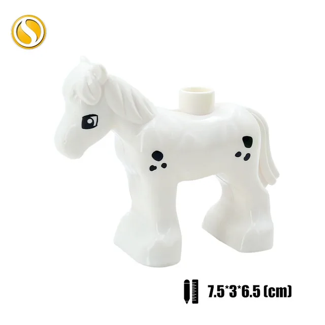 Original Big Size Assemble Building Blocks Accessory Toys For Children Compatible Big Size Animals Sets Zoo Bricks Baby Gifts Little white horse