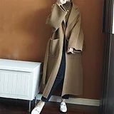 Женское зимнее плотное теплое шерстяное пальто 100% стильное уличное ручной