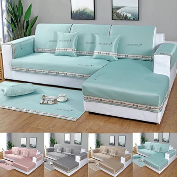 

Summer washable Sofa Cover Cool Couch Cover ice silk Sofa Cover for Living Room Pets Corner L Shaped Chaise Longue Sofa Cover