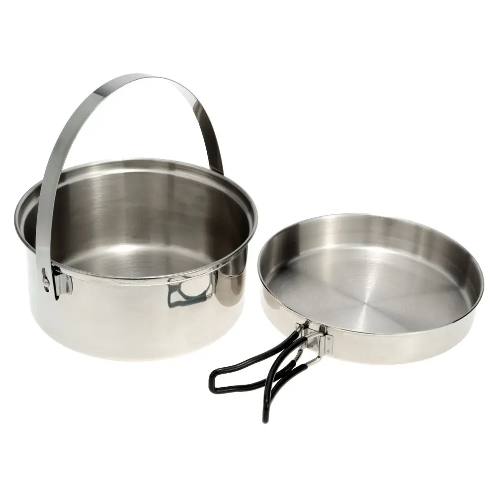 

Outdoor Camping Hiking Cookware Backpacking Cooking Picnic Pot Set Stainless Steel Cook Set Tableware For Camping Picnic