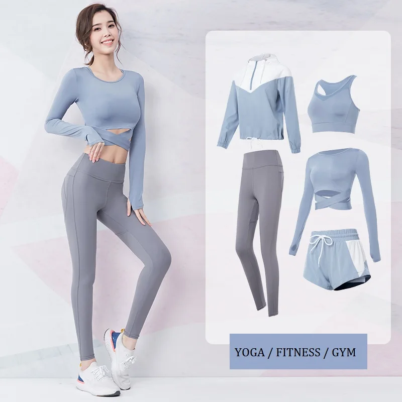 2020 Women Sexy Yoga Suits Sexy Crop Top Push Up Leggings Gym Clothing Set Femme Fitness Hoodies Outdoors Sport Suit