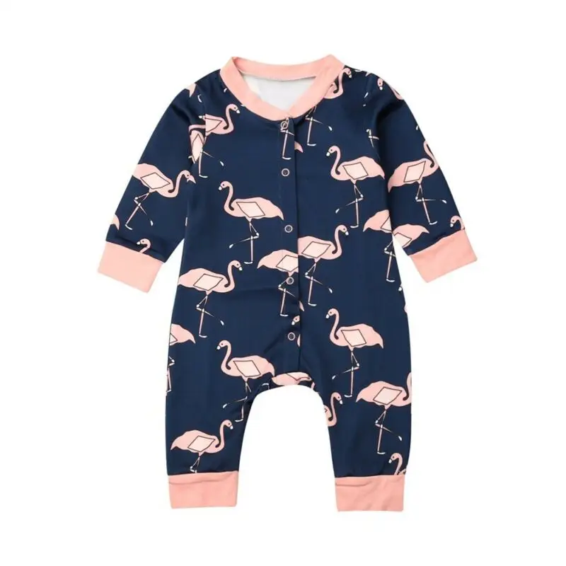 

2020 Flamingo Romper Baby Girl Newborn Boy Clothes Set Long Sleeve Romper Playsuit Infant Newborn Baby Clothes Set