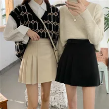 Очень милая осенне-зимняя юбка, твид, плиссированная, высокая талия, Мини Короткая юбка, каваи Ретро стиль, Jupe Courte Faldas Cortas goning Saia