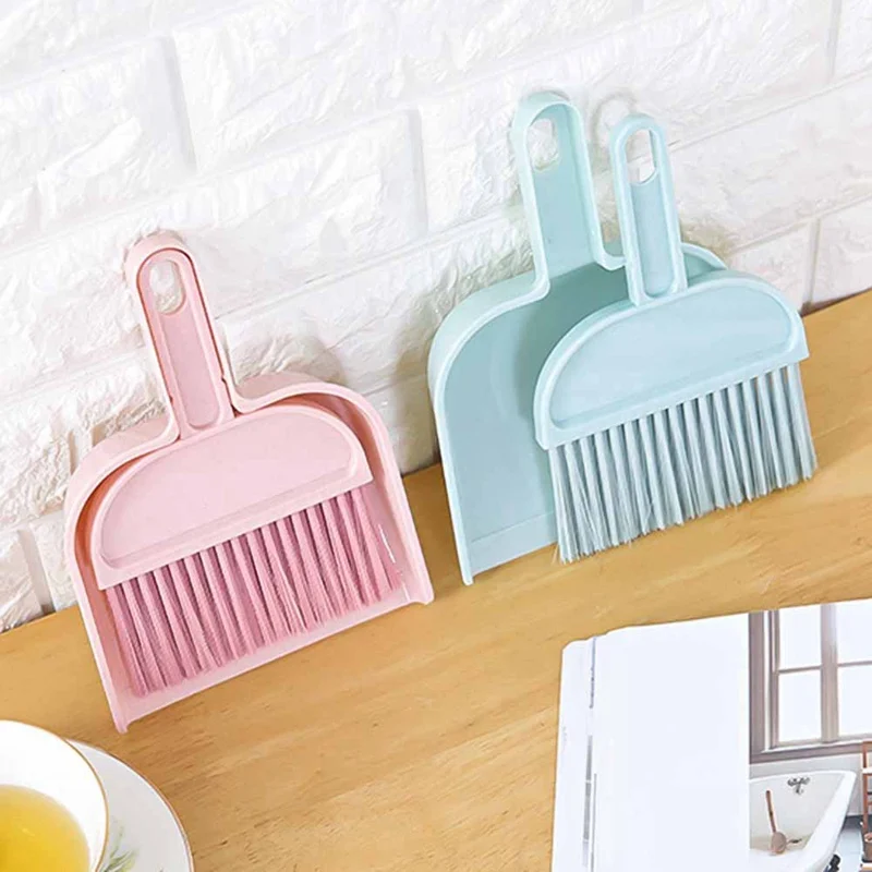 Fashion Mini Desktop Sweep Cleaning Brush Small Broom Multi-function Can Be Hanging Desk Dustpan Set