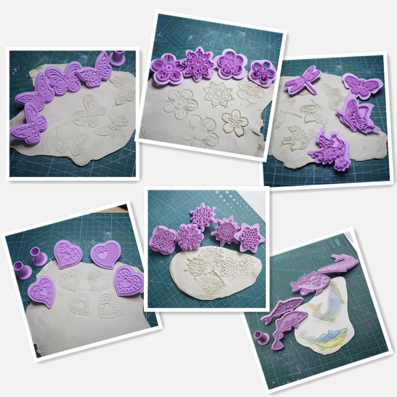 Polymer Clay Stamp Mandala snow butterfly flower Pattern Embossing Plastic Stamp DIY Pottery Texture Clay Tool
