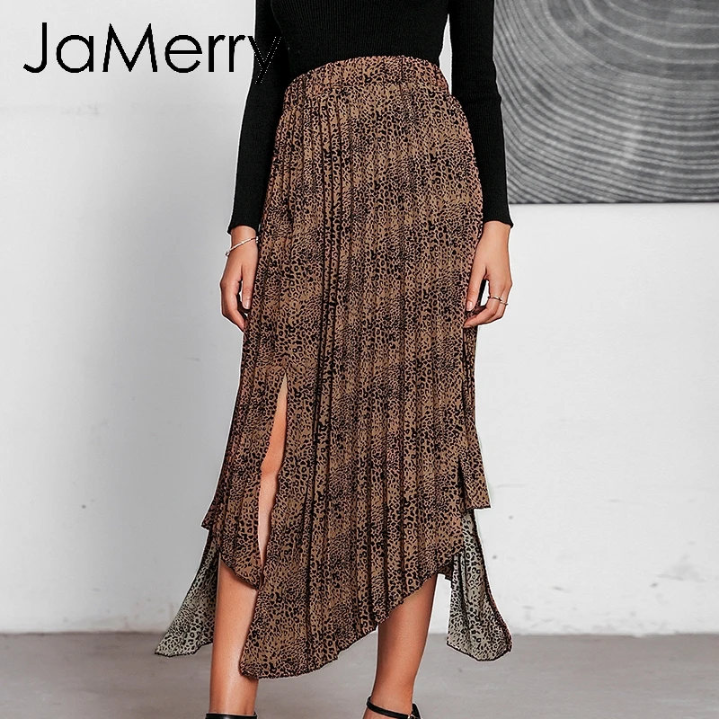 Женская Асимметричная юбка JaMerry винтажная миди с леопардовым принтом