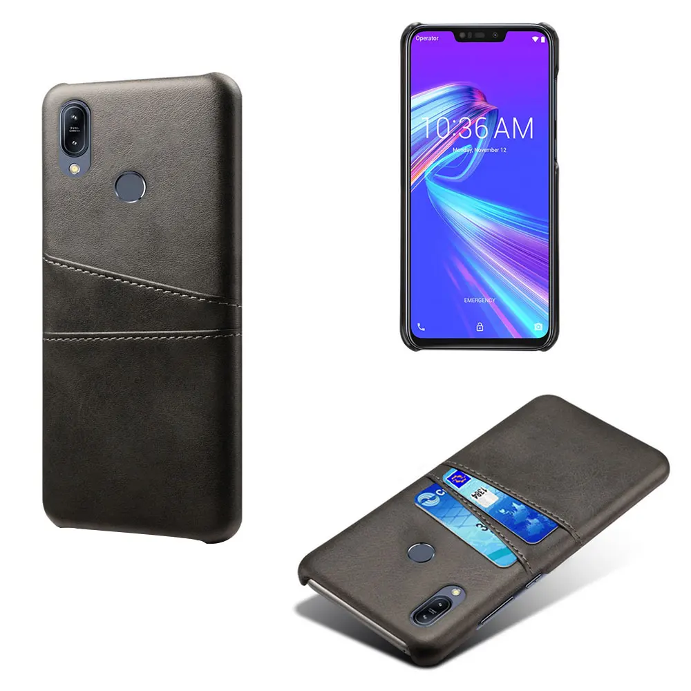 Кожаный держатель для карт чехол для телефона для ASUS ZC600KL ZB601KL ZB602KL ZA551KL ZB631KL ZB633KL ZB634KL из искусственной кожи чехол для ASUS ZB631KL - Цвет: Case-Black