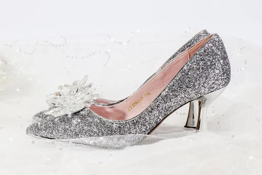 Обувь для вечеринок на среднем каблуке 6 см большие Стекло цветы блестки сверкающие Для женщин насосы развлечения, для танцев, для банкетов, удобная обувь