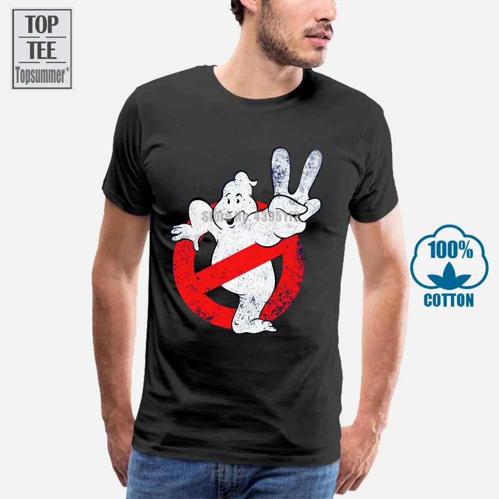Винтаж Ghostbusters Ii логотип Футболка реальный фильм слимер Размеры S 5Xl дешевая