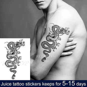 

Waterproof Temporary Juice Ink Tattoo Sticker Chinese Dragon Big Animal Fruit Gel Long Lasting Fake Tatto Art for Men Women