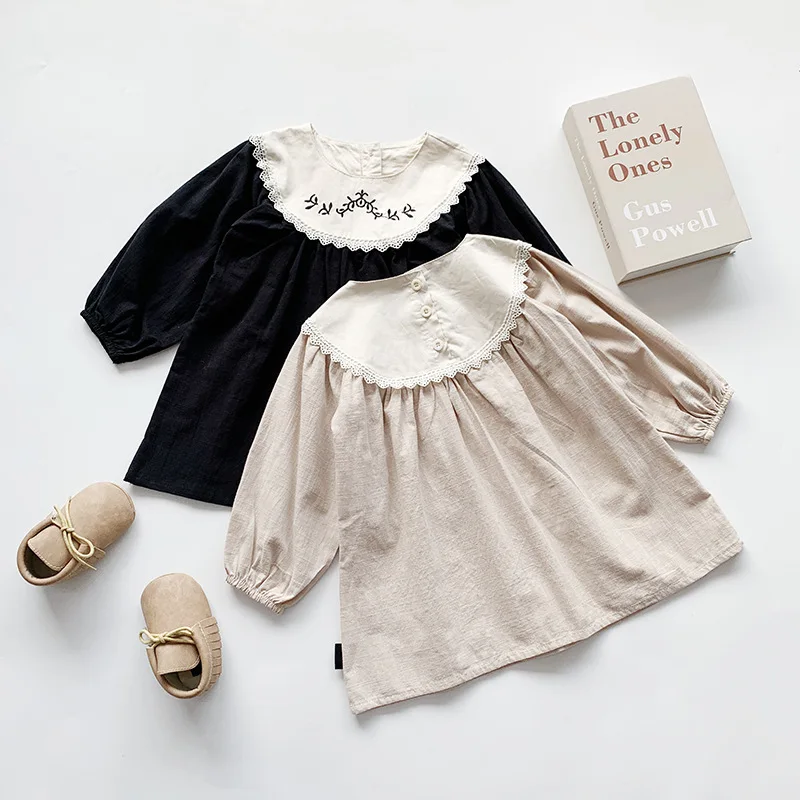 Girls Dress Autumn Children Dresses Palace Style Baby Kids Todder Lace Embroidered Princess Party Dress Girls Dress