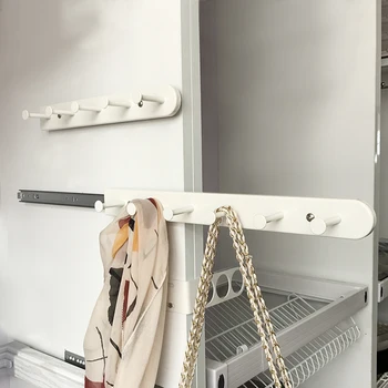 

Cloakroom multifunctional hook Wardrobe push-pull retractable hook Pull-out hanger